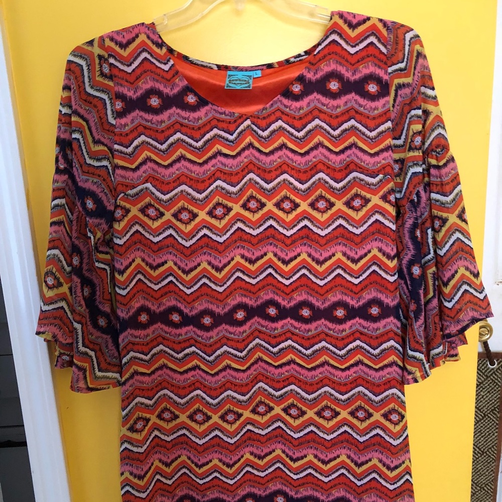 Cowgirl Hardware Orange Chevron Mini Skirt Dress